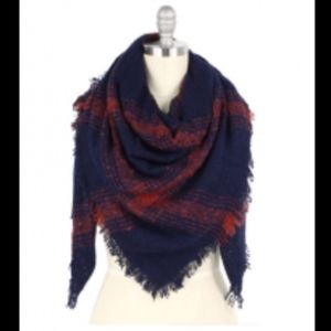 Navy Plaid Scarf